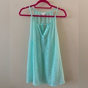 Charming Charlie Sheer Sleeveless Light Turquoise Top - XL